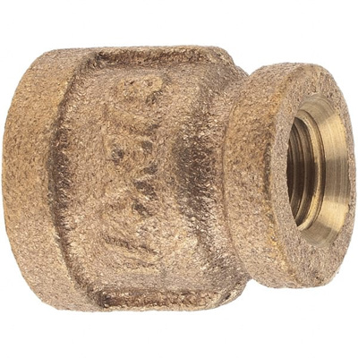 Brass Pipe Reducing Coupling: 1/4 x 1/8" Fitting, Threaded, FNPT x FNPT, Class 125