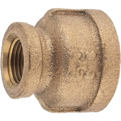 Brass Pipe Reducing Coupling: 3/4 x 3/8" Fitting, Threaded, FNPT x FNPT, Class 125