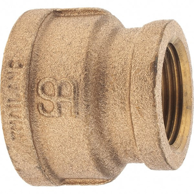 Brass Pipe Reducing Coupling: 1-1/4 x 1" Fitting, Threaded, FNPT x FNPT, Class 125