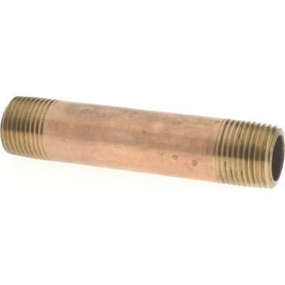 Brass Pipe Nipple: Threaded on Both Ends, 3" OAL, 3/8" NPT