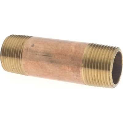 Brass Pipe Nipple: Threaded on Both Ends, 3" OAL, 3/4" NPT