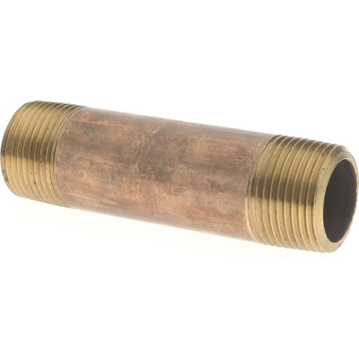 Brass Pipe Nipple: Threaded on Both Ends, 3-1/2" OAL, 3/4" NPT