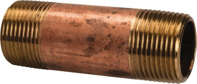 Brass Pipe Nipple: Threaded on Both Ends, 3-1/2" OAL, 1" NPT