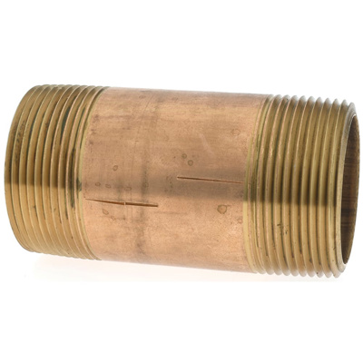 Brass Pipe Nipple: Threaded on Both Ends, 3-1/2" OAL, 1-1/2" NPT