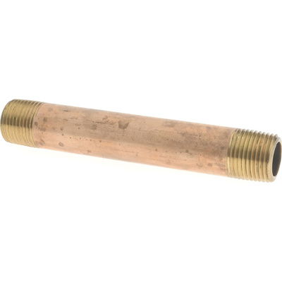 Brass Pipe Nipple: Threaded on Both Ends, 4" OAL, 3/8" NPT