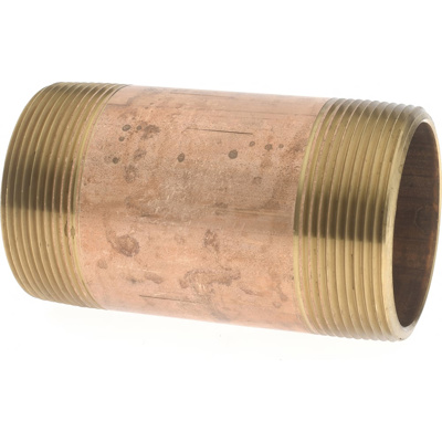 Brass Pipe Nipple: Threaded on Both Ends, 4" OAL, 2" NPT