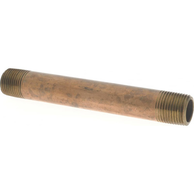 Brass Pipe Nipple: Threaded on Both Ends, 4-1/2" OAL, 3/8" NPT