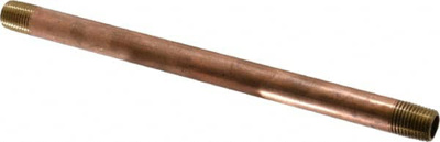 Brass Pipe Nipple: Threaded on Both Ends, 8" OAL, 1/4" NPT
