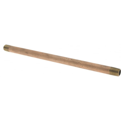 Brass Pipe Nipple: Threaded on Both Ends, 10" OAL, 1/4" NPT