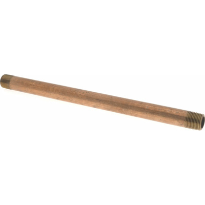 Brass Pipe Nipple: Threaded on Both Ends, 12" OAL, 1/2" NPT