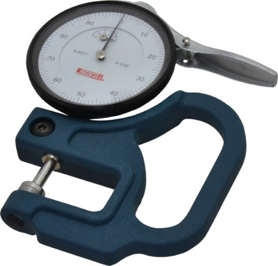 0 to 0.05" Measurement, 0.0001" Graduation, 1-1/8" Throat Depth, Dial Thickness Gage