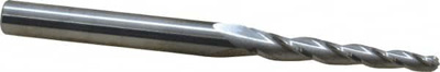 Tapered End Mill: 2 &deg; per Side, 1/8" Small Dia, 1-1/4" LOC, 3 Flutes, Solid Carbide, Ball End