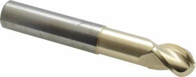 Ball End Mill: 0.75" Dia, 1" LOC, 3 Flute, Solid Carbide