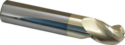 Ball End Mill: 0.75" Dia, 1" LOC, 3 Flute, Solid Carbide