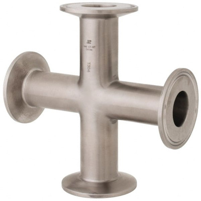 Sanitary Stainless Steel Pipe Cross: 1", Clamp Connection