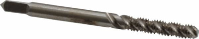 Spiral Flute Tap: #8-32, UNC, 3 Flute, Bottoming, 2B Class of Fit, High Speed Steel, Bright/Uncoated