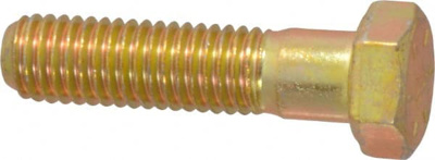 Hex Head Cap Screw: 1/2-13 x 2", Grade 8 Steel, Zinc Yellow Dichromate Finish Partially Threaded, AS