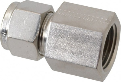 Compression Tube Connector: 1/2-14" Thread, Compression x FNPT Stainless Steel Hose, Tube, Fittings 
