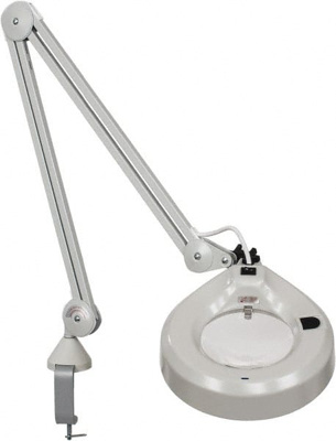 45 Inch, Spring Suspension, Clamp on, Fluorescent, Gray, Magnifying Task Light