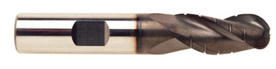 Ball End Mill: 0.2813" Dia, 0.75" LOC, 3 Flute, Solid Carbide