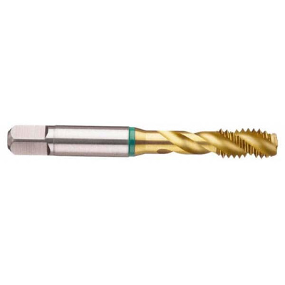 Spiral Flute Tap: M3 x 0.50, Metric Coarse, 3 Flute, Bottoming, 6H Class of Fit, Cobalt, TiN Finish
