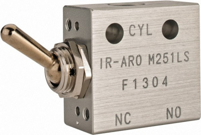 Manually Operated Valve: 0.13" NPT Outlet, Three-Way, Toggle & Manual Actuated