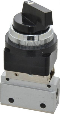 Manually Operated Valve: 0.13" NPT Outlet, Manual Mechanical, Long Selector & Manual Actuated