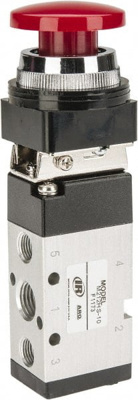 Manually Operated Valve: 0.25" NPT Outlet, Manual Mechanical, Palm Button & Spring Actuated