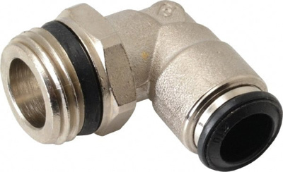 Push-To-Connect Tube to Universal Thread Tube Fitting: Swivel Elbow, 1/2" Thread