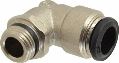 Push-To-Connect Tube to Universal Thread Tube Fitting: Swivel Elbow, 3/8" Thread