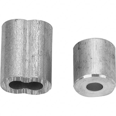 Wire Rope Cable Ferrule & Stop: 1/8" Rope Dia, Aluminum