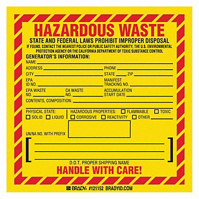 DOT Handling Label Waste 6 W PK100