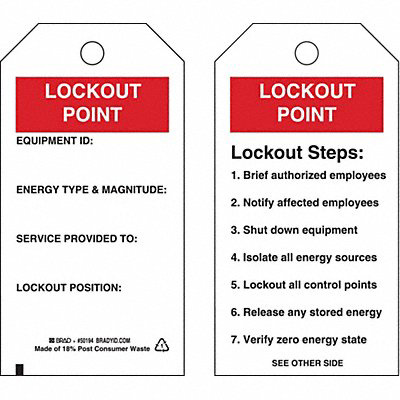 Lockout Tag 5-3/4 x 3 In OSHA Met PK10