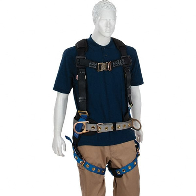 Fall Protection Harnesses: 310 Lb, Construction Style, Size X-Large, Polyester
