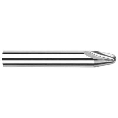 Tapered End Mill: 30 &deg; per Side, 0.062" Small Dia, 0.186" LOC, 2 Flutes, Solid Carbide, Ball End