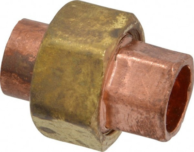 Wrot Copper Pipe Union: 3/8" Fitting, C x C, Solder Joint