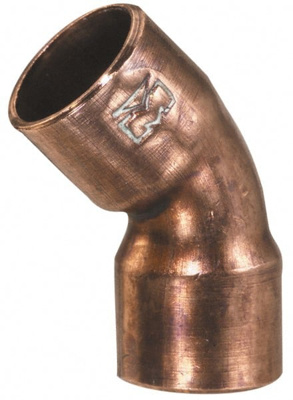 Wrot Copper Pipe 45 &deg; Elbow: 3/8" Fitting, C x C, Solder Joint