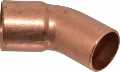 Wrot Copper Pipe 45 &deg; Elbow: 3/4" Fitting, FTG x C, Solder Joint