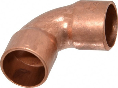Wrot Copper Pipe 90 &deg; Elbow: 3/8" Fitting, C x C, Solder Joint