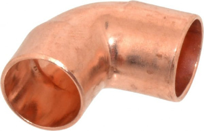 Wrot Copper Pipe 90 &deg; Elbow: 1/2" Fitting, C x C, Solder Joint