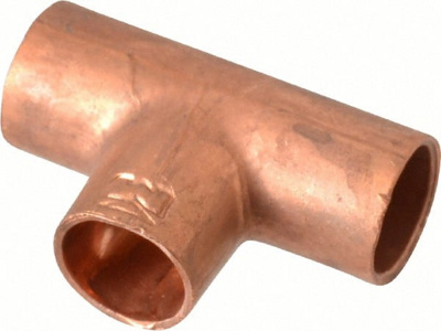 Wrot Copper Pipe Tee: 5/16" Fitting, C x C x C, Solder Joint
