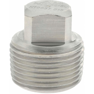Pipe Square Head Plug: 3/4" Fitting, 316 & 316L Stainless Steel