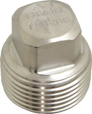 Pipe Square Head Plug: 1" Fitting, 316 & 316L Stainless Steel