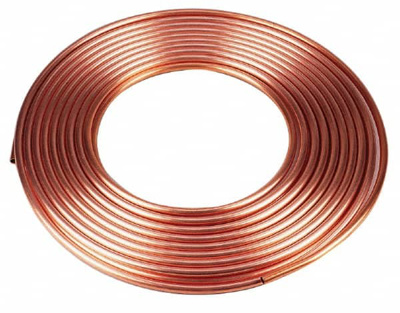 100' Long, 1-1/8" OD x 1" ID, Copper Seamless Tube 0.05" Wall Thickness, 0.655 Ft/Lb Hose, Tube, Fit