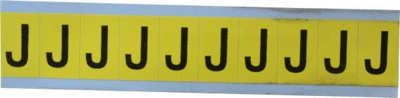 Number & Letter Label: "J", Rectangle, 0.875" Wide