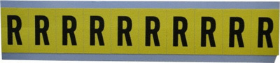 Number & Letter Label: "R", Rectangle, 0.875" Wide