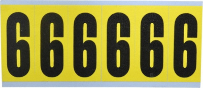 Number & Letter Label: "6", Rectangle, 1.5" Wide