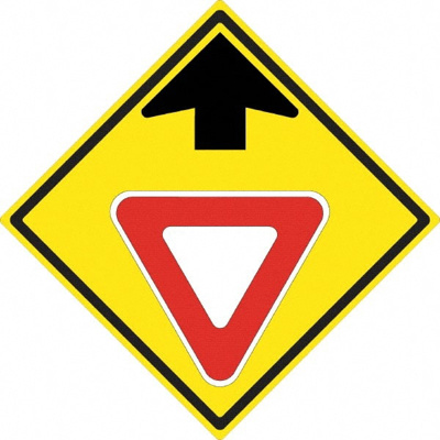 Up Arrow, Yield Symbol, 24" Wide x 24" High Aluminum Stop & Yield Sign