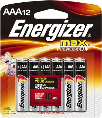 Pack of 12 Size AAA, Alkaline, Standard Batteries