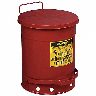 F8424 Oily Waste Can 10 gal Steel Red
